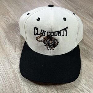 VTG Clay County Snapback Hat Richardson Pro White Black Wool Cap
